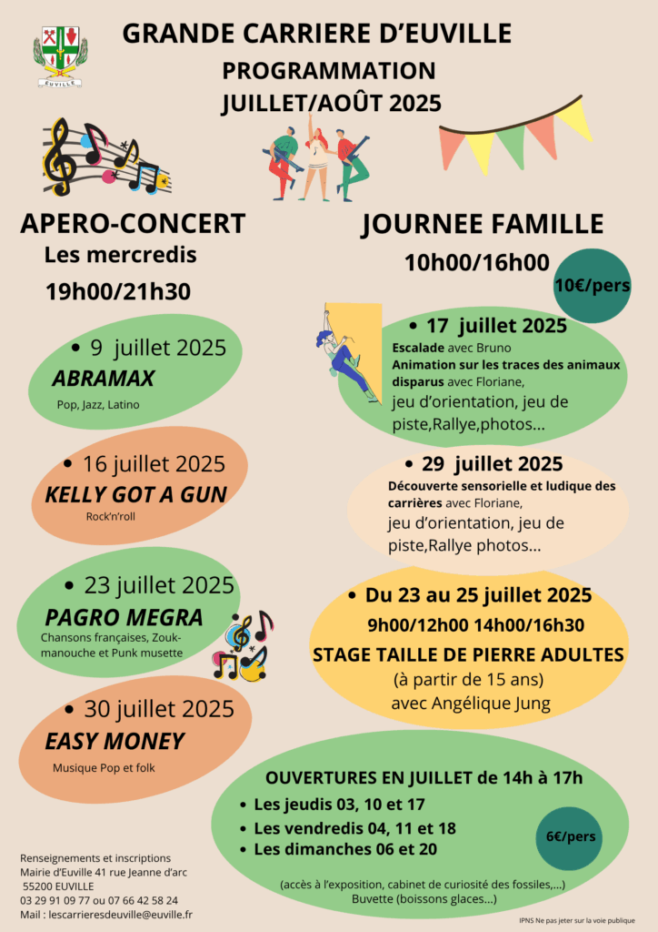 Grande Carrière d’Euville : Programmation juillet / août 2025